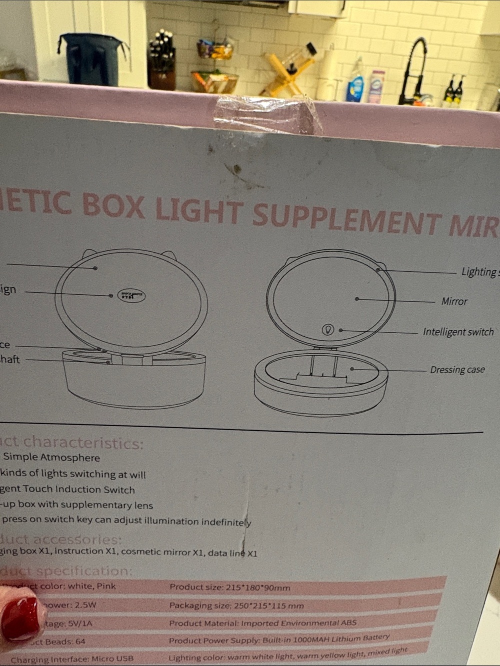 Cosmetic Lighted Vanity Mirror with Storage - White - Picture 5 of 7